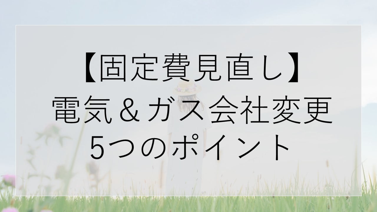 【固定費見直し】 電気＆ガス会社変更 5つのポイント